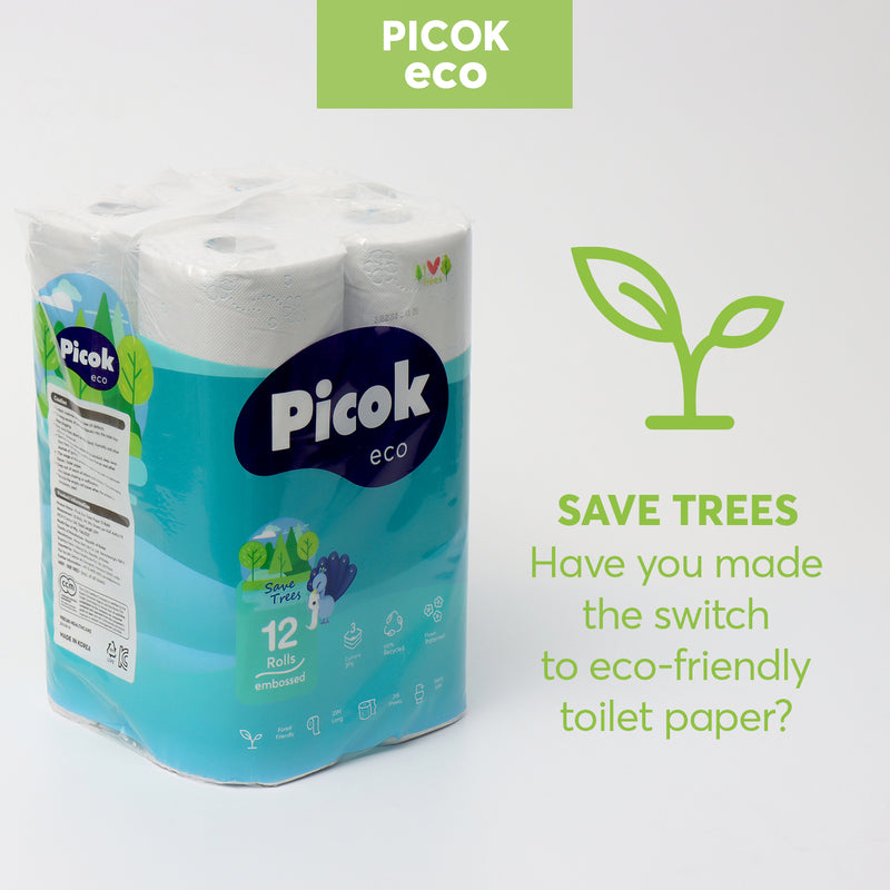 Picok Eco Toilet Tissue Paper 12Rolls (6Packs) Bulk