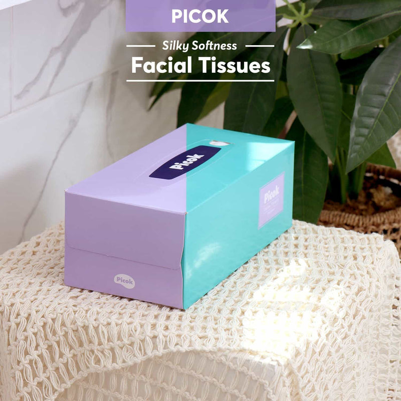 Picok Silky Facial Tissues 3Boxes X 8Packs ( 24 Boxes ) Bulk