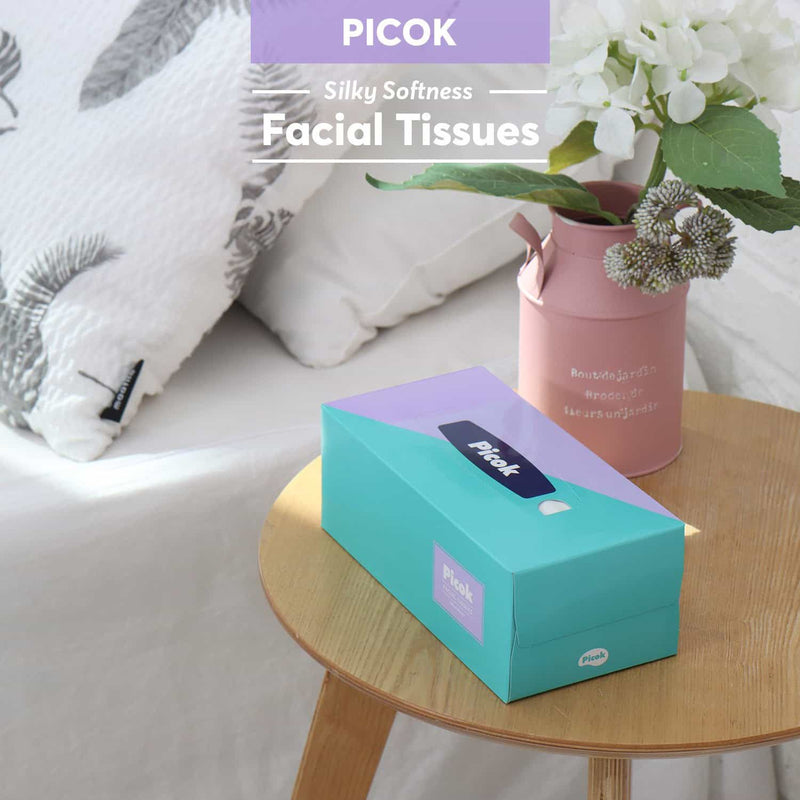 Picok Silky Facial Tissues 3Boxes X 8Packs ( 24 Boxes ) Bulk