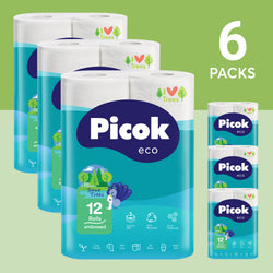 Picok Eco Toilet Tissue Paper 12Rolls (6Packs) Bulk